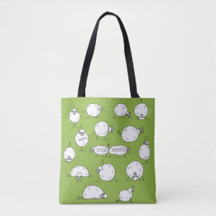 Bolsa Tote Ovelha engraçada fazendo ioga, esboço