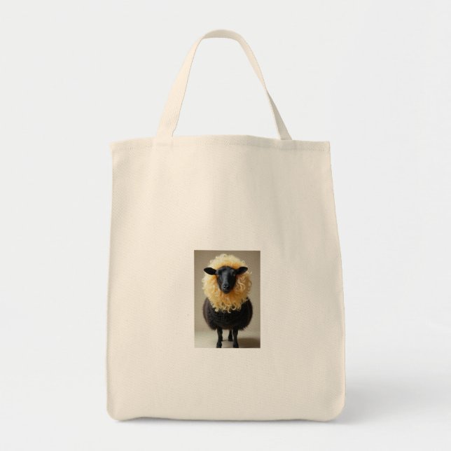 Bolsa Tote Ovelha Negra com peruca loira (Frente)