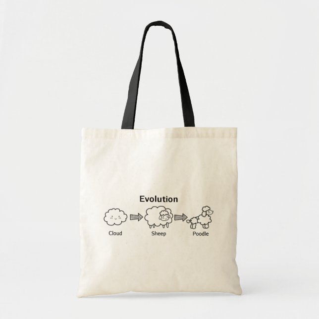 Bolsa Tote Ovelha Nuvem Poodle Evolução Divertida (Frente)