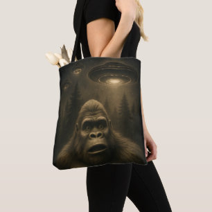 Bolsa Tote OVNI Alienígena Sasquatch Pé Grande