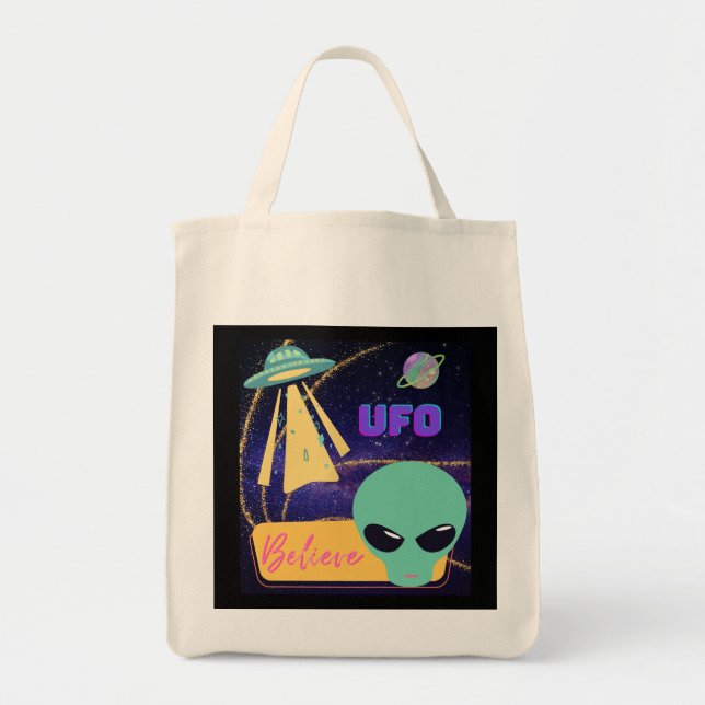 Bolsa Tote ovni, extraterrestre acreditar (Frente)