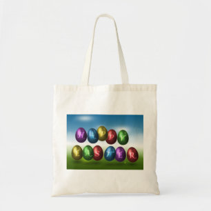 Bolsa Tote Ovos de felz pascoa coloridos
