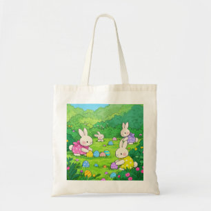 Bolsa Tote Ovos de Páscoa de Bunnies de Cartoon