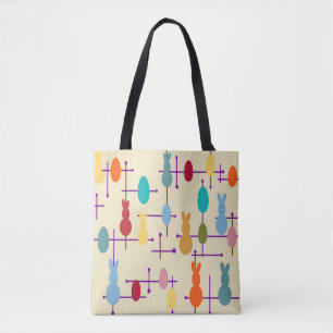 Bolsa Tote Ovos e Bunnies Modernos do século médio