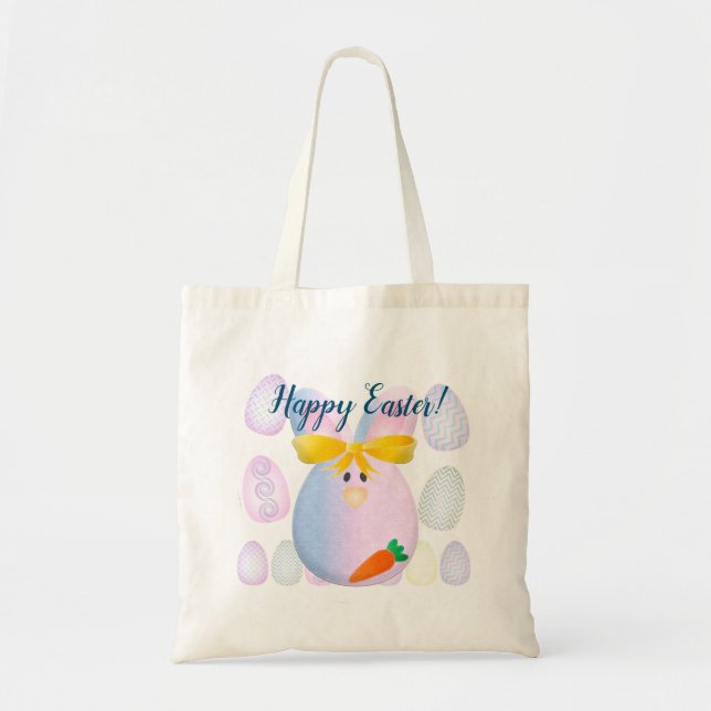 Bolsa Tote Ovos e coelhos prontos para Páscoa (Frente)