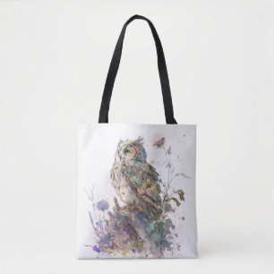 Bolsa Tote Owl Bird Retrait Animal Painting Willife Forest