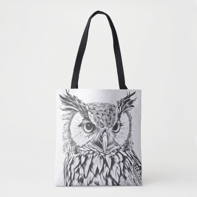 Bolsa Tote Owl Bird Wild Nature - Ilustração Animal (Frente)