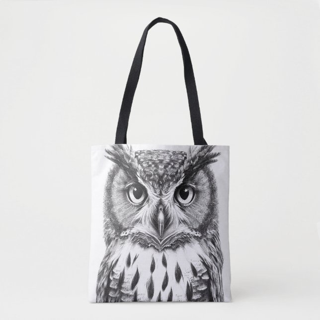Bolsa Tote Owl Bird Wild Nature - Ilustração Animal (Frente)