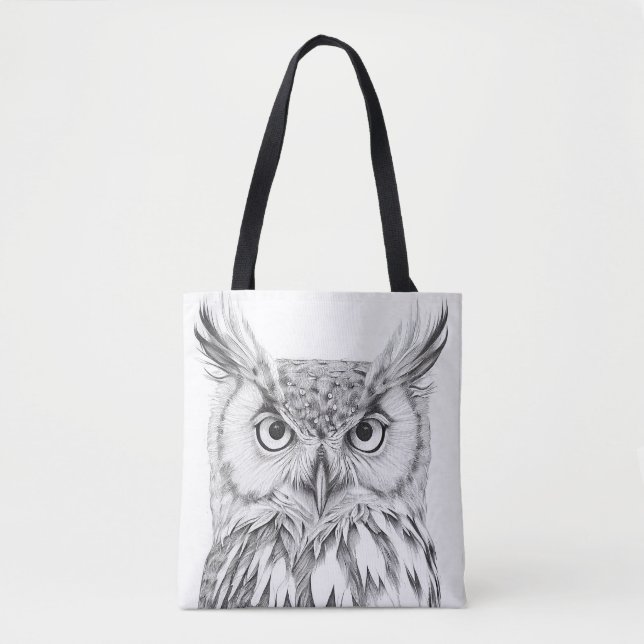 Bolsa Tote Owl Bird Wild Nature - Ilustração Animal (Frente)