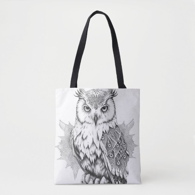 Bolsa Tote Owl Bird Wild Nature - Ilustração Animal (Frente)