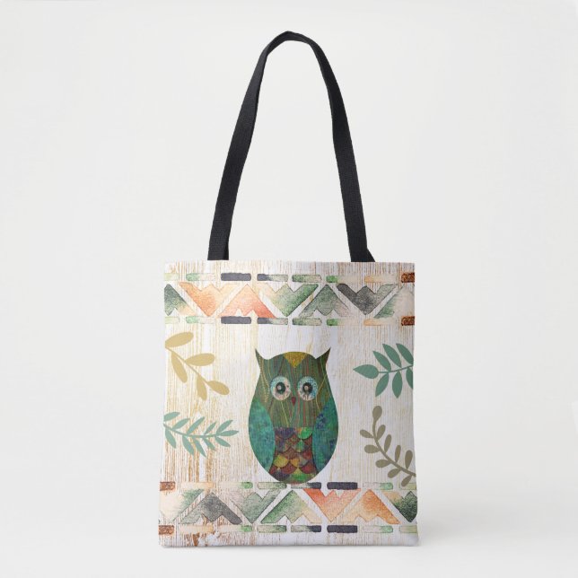 Bolsa Tote Owl Wisdom Tribal Motif (Frente)
