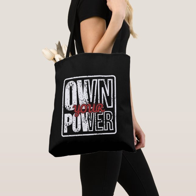 Bolsa Tote Own Your Power – Bold Motivational Quote Design (Close Up)