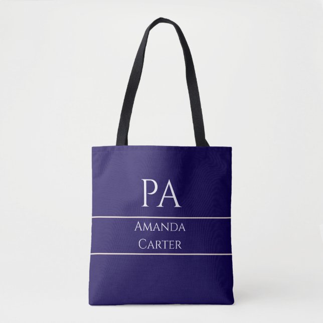 Bolsa Tote PA Azul Moderno Simples Personalizado  (Frente)
