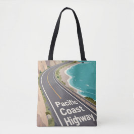 Bolsa Tote Pacific Coast Highway Graphic Travel Art