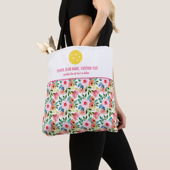 Bolsa Tote Paddel de Grelha Personalizada de Impressão Floral (Close Up)