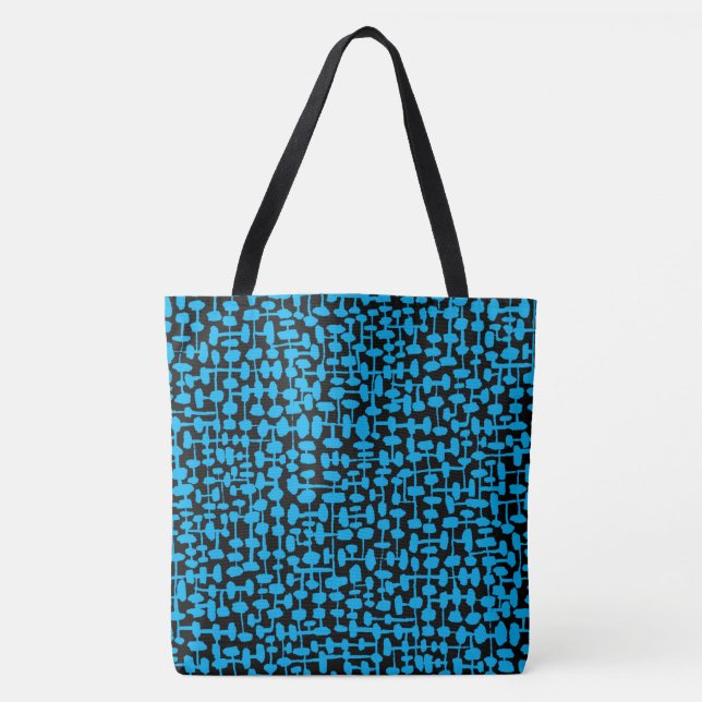 Bolsa Tote Padrão abstrato 190621 Sky Blue e Black (Frente)
