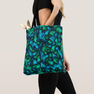 Bolsa Tote Padrão Abstrato azul e verde