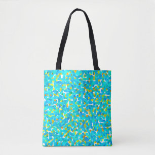 Bolsa Tote Padrão Abstrato Azul Verde Verde Amarelo Teal