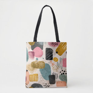 Bolsa Tote Padrão Abstrato Boho Moderno Colorido Texturizad