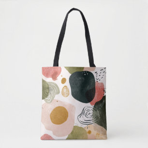 Bolsa Tote Padrão Abstrato Boho Orgânico em Tom Suave Terroso