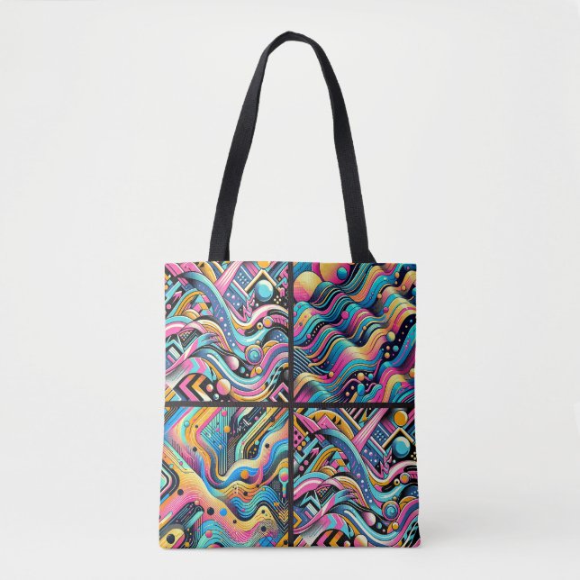 Bolsa Tote Padrão Abstrato Colorido Neon Brilhante Impresso d (Frente)