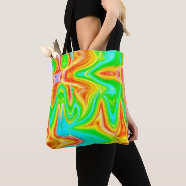 Bolsa Tote Padrão Abstrato de cor brilhante (Close Up)