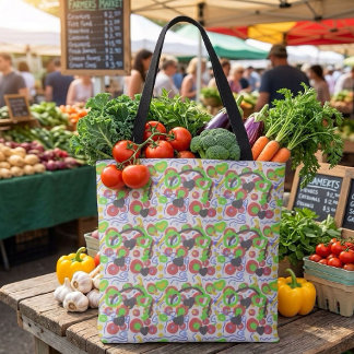 Bolsa Tote Padrão Abstrato de Rabiscos Pop em Cor Vibrante