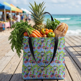 Bolsa Tote Padrão Abstrato de Rabiscos Pop em Cor Vibrante