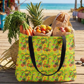 Bolsa Tote Padrão Abstrato de Rabiscos Pop em Cor Vibrante