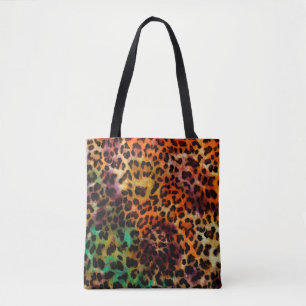 Bolsa Tote padrão abstrato de textura do leopardo colorido