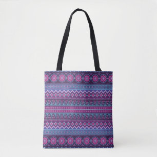 Bolsa Tote padrão abstrato étnico de faixa, vintag ornamental