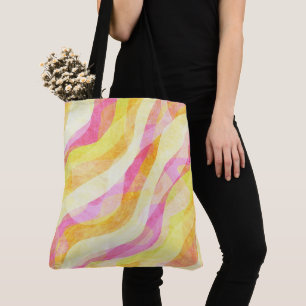 Bolsa Tote Padrão Abstrato Ondulado Vibrante