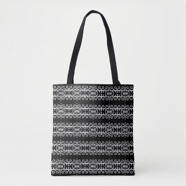 Bolsa Tote Padrão abstrato preto e branco moderno (Frente)
