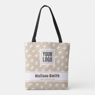 Bolsa Tote Padrão Abstrato Retro Ondulado de Negócios
