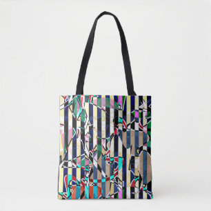 Bolsa Tote padrão abstrato striped