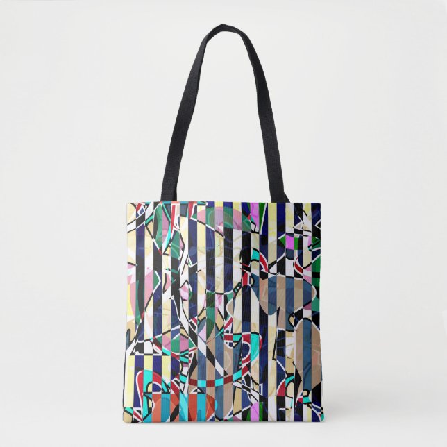 Bolsa Tote padrão abstrato striped (Frente)