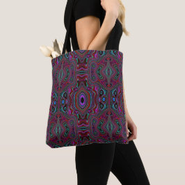 Bolsa Tote Padrão Abstrato Trippy Verde Espuma do Mar e Magen