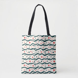 Bolsa Tote Padrão abstrato Wavy Lines e formas geométricas