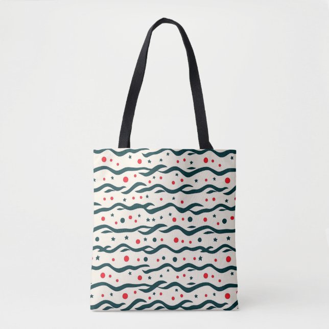 Bolsa Tote Padrão abstrato Wavy Lines e formas geométricas (Frente)
