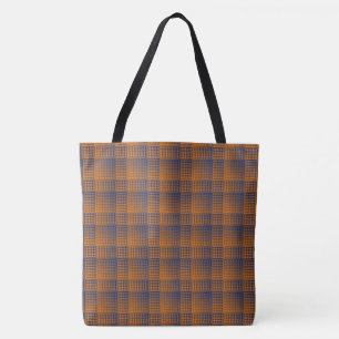Bolsa Tote Padrão Abstrato Xadrez Laranja Roxo