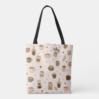 Bolsa Tote Padrão Aconchegante de Café | Bebidas de Café e Es