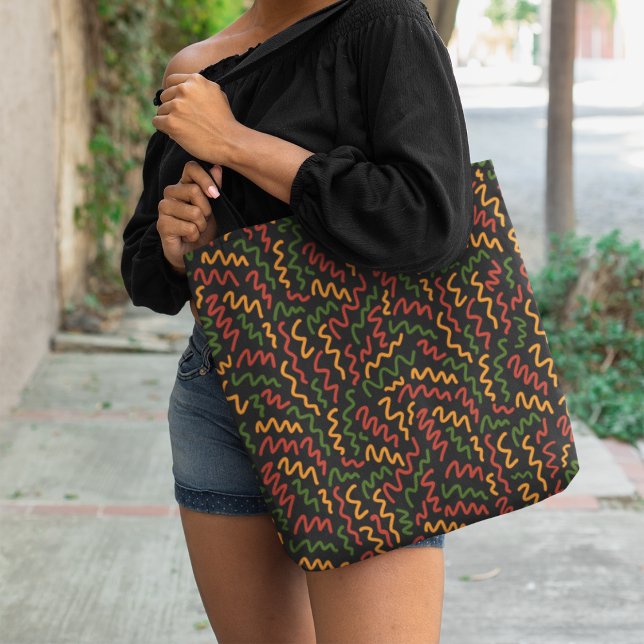 Bolsa Tote Padrão Africano das Linhas Ondas (Criador carregado)