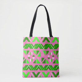 Bolsa Tote Padrão africano rosa e verde