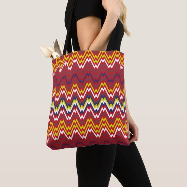 Bolsa Tote Padrão Afro-Zigzag Chevron-Weave Striped (Close Up)