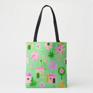 Bolsa Tote Padrão Aldeia Floral Caprichosa