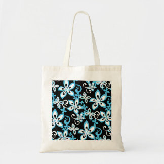 BOLSA TOTE PADRÃO ALOHA HAWAII EM PRETO E AZUL