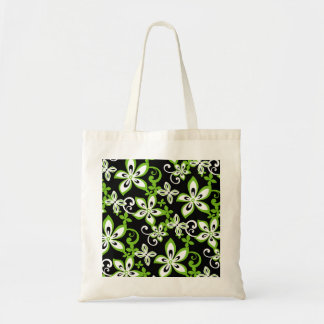 BOLSA TOTE PADRÃO ALOHA HAWAII EM PRETO E LIMÃO