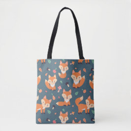 Bolsa Tote Padrão Animal da Raposa Laranja-branca