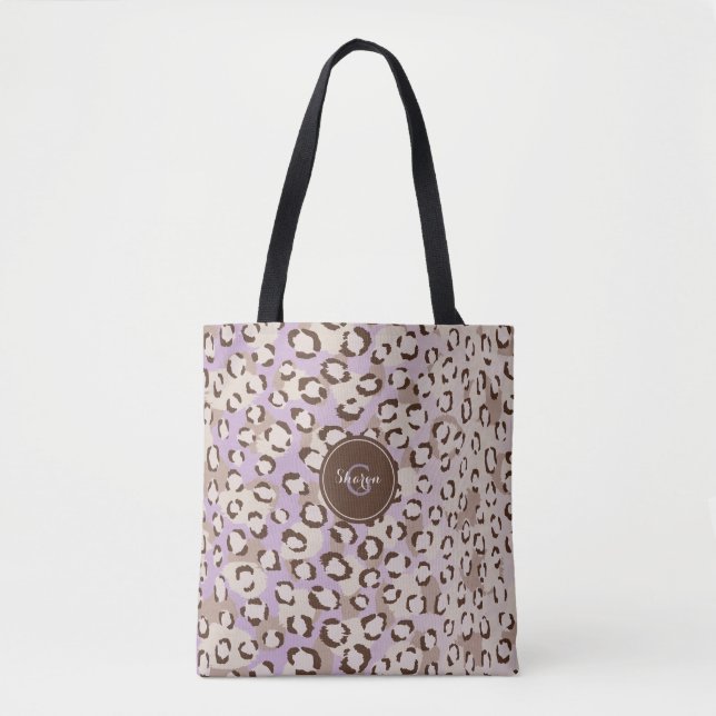 Bolsa Tote Padrão Animal de Impressão de Chita Roxo Personali (Frente)
