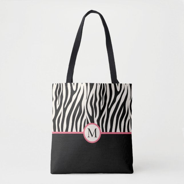 Bolsa Tote Padrão Animal Safari Impresso em Zebra Moderna Mon (Frente)